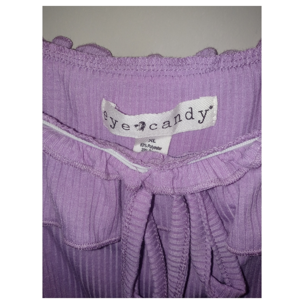 Eye Candy Ruffle Ribbed Top Purple / Lilac‎ - Picture 2 of 5